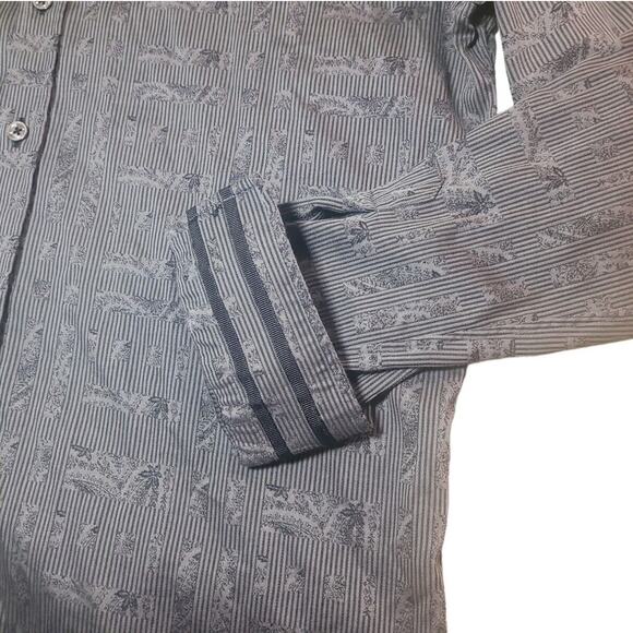 Robert Graham Men’s M Gray Geo Modern Americana Flip Cuff Shirt EUC - Picture 3 of 10